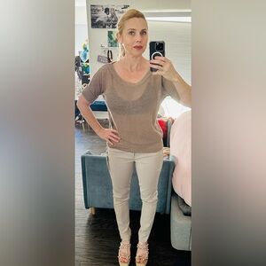 James Perse Tan short sleeve see-through Sweater